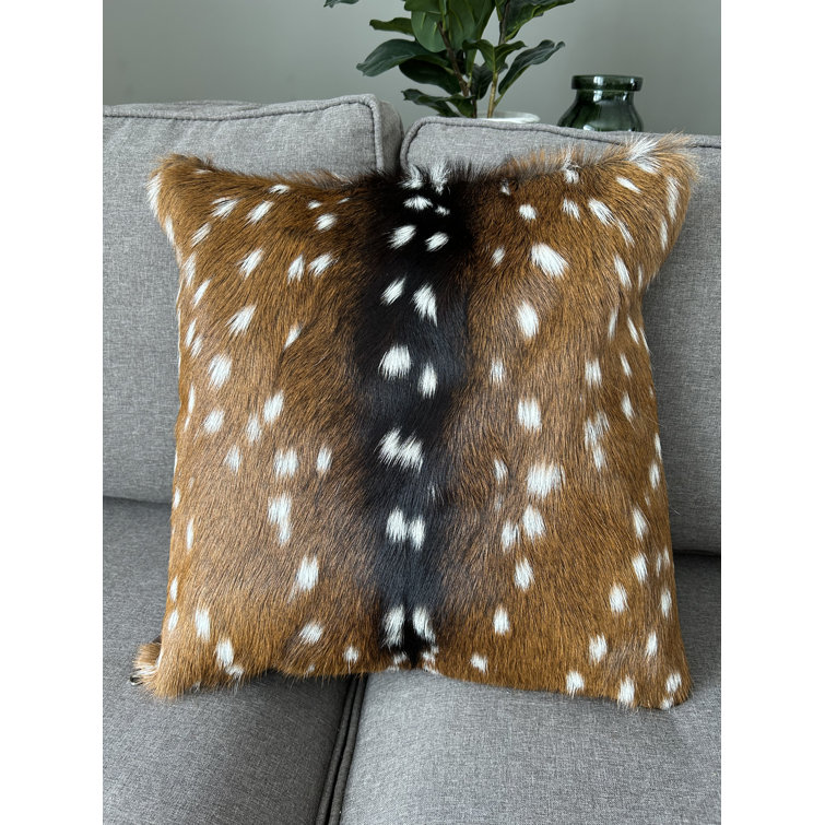 Cowhides USA Real Axis Deer Hide Pillow Cover 16X16" Wayfair